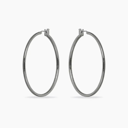 Yasmin White Gold Rhodium Large Hoop Earrings - Earrings