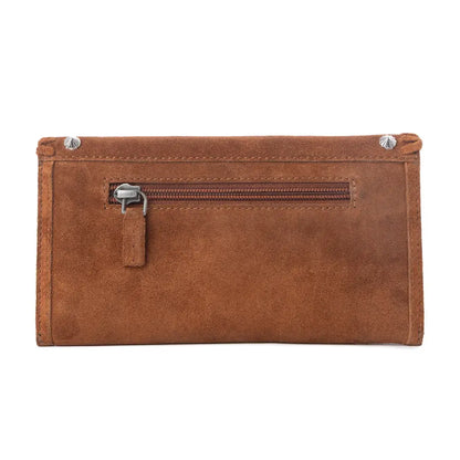 Myra Yellowstone Briar Meadow Studded Suede Leather Women’s Purse in Desert Tan - Desert Tan - WALLETS