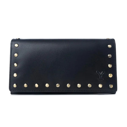 Yellowstone Caldera Leather Wallet with Rivets in Ash - Black - Wallets