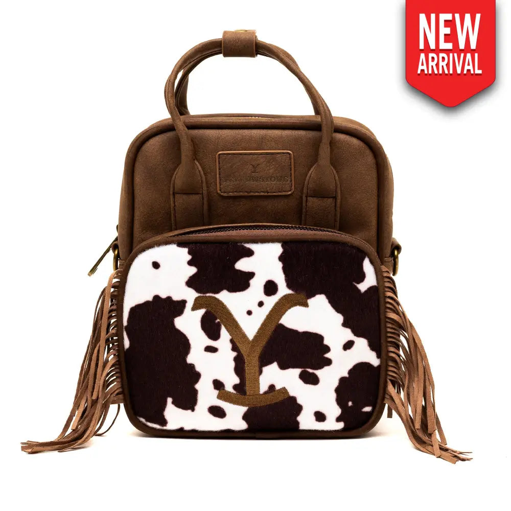 Paramount Network Bag Cross Body Yellowstone Dutton Ranch Cowboy Cowhide Distressed Brown Vegan Leather Crossbody Bags