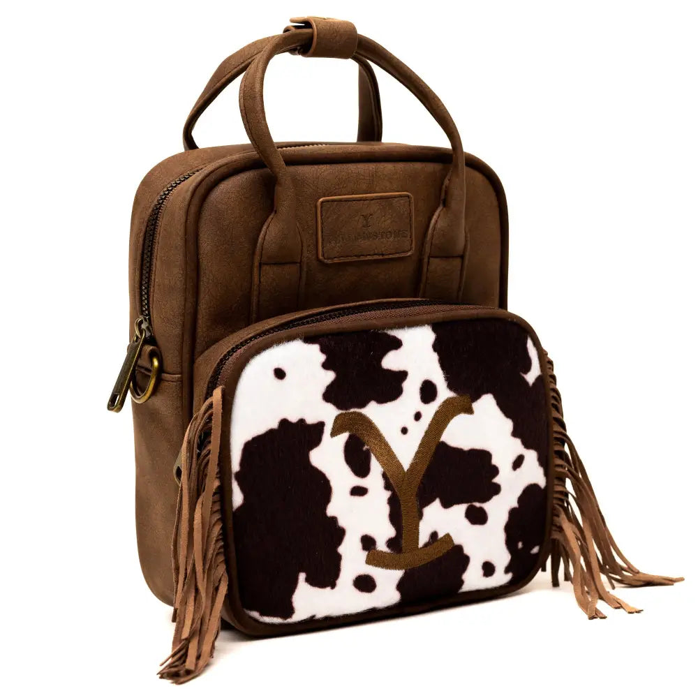 Paramount Network Bag Cross Body Yellowstone Dutton Ranch Cowboy Cowhide Distressed Brown Vegan Leather Crossbody Bags
