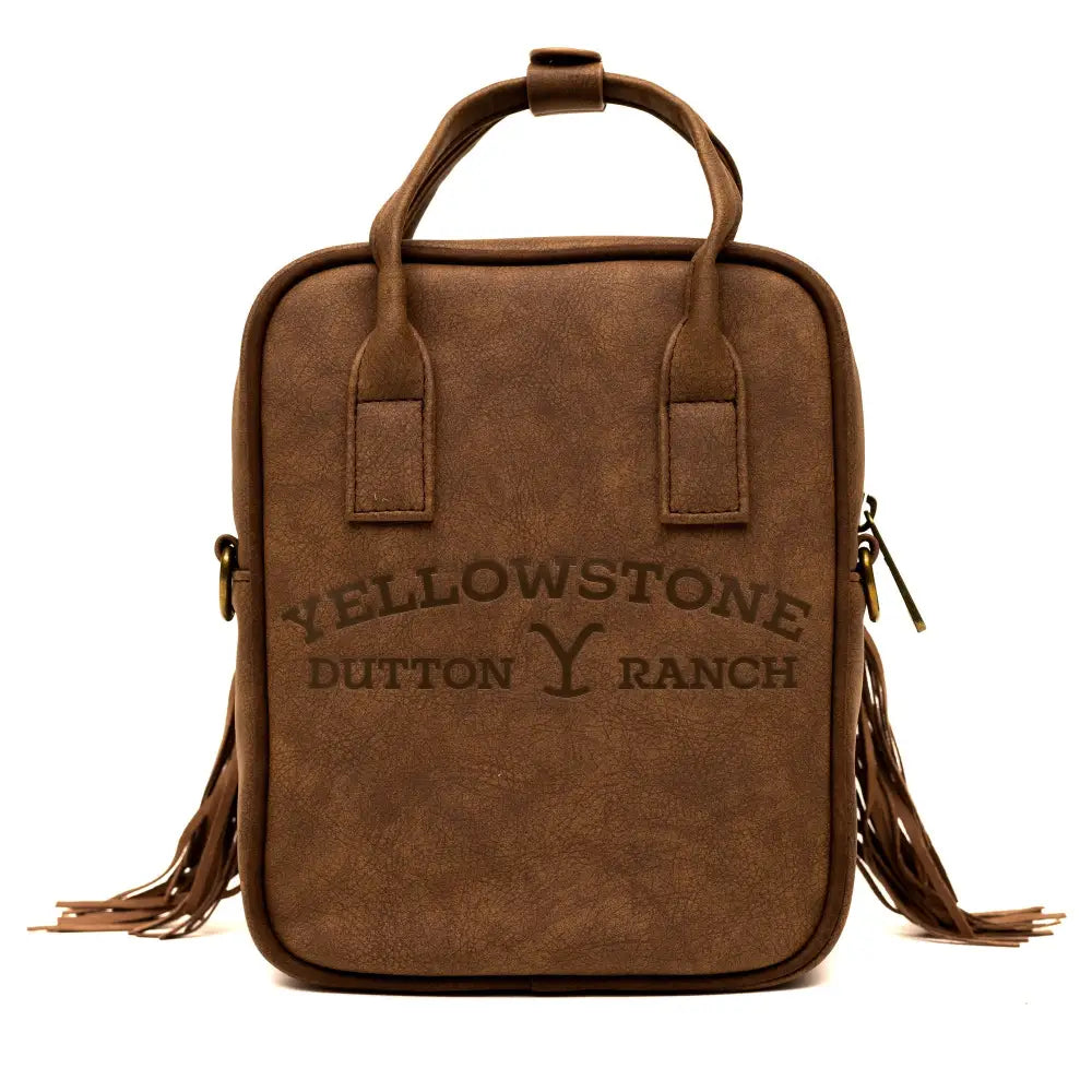 Paramount Network Bag Cross Body Yellowstone Dutton Ranch Cowboy Cowhide Distressed Brown Vegan Leather Crossbody Bags
