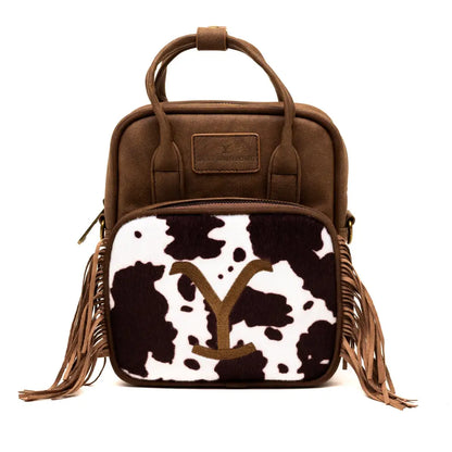 Paramount Network Bag Cross Body Yellowstone Dutton Ranch Cowboy Cowhide Distressed Brown Vegan Leather Crossbody Bags
