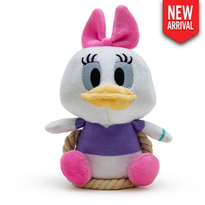 Dog Toy Squeaker Plush with Rope - Disney Daisy Duck Chibi Sitting Pose Dog Toy Squeaky Plush