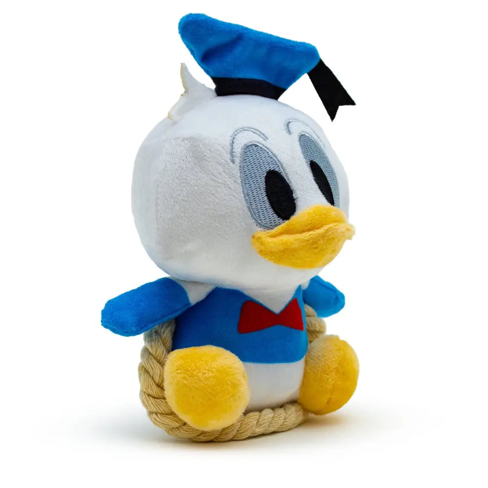 Dog Toy Squeaker Plush with Rope - Disney Donald Duck Chibi Sitting Pose Dog Toy Squeaky Plush
