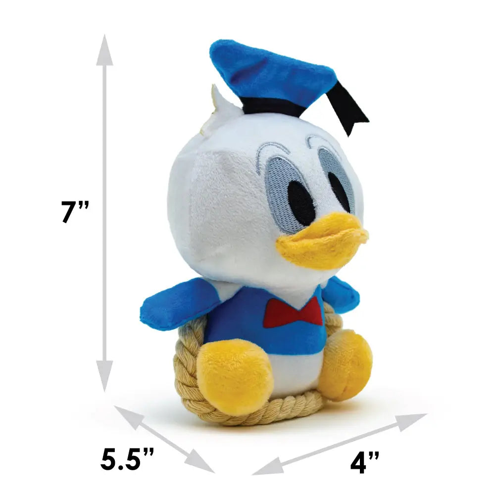 Dog Toy Squeaker Plush with Rope - Disney Donald Duck Chibi Sitting Pose Dog Toy Squeaky Plush