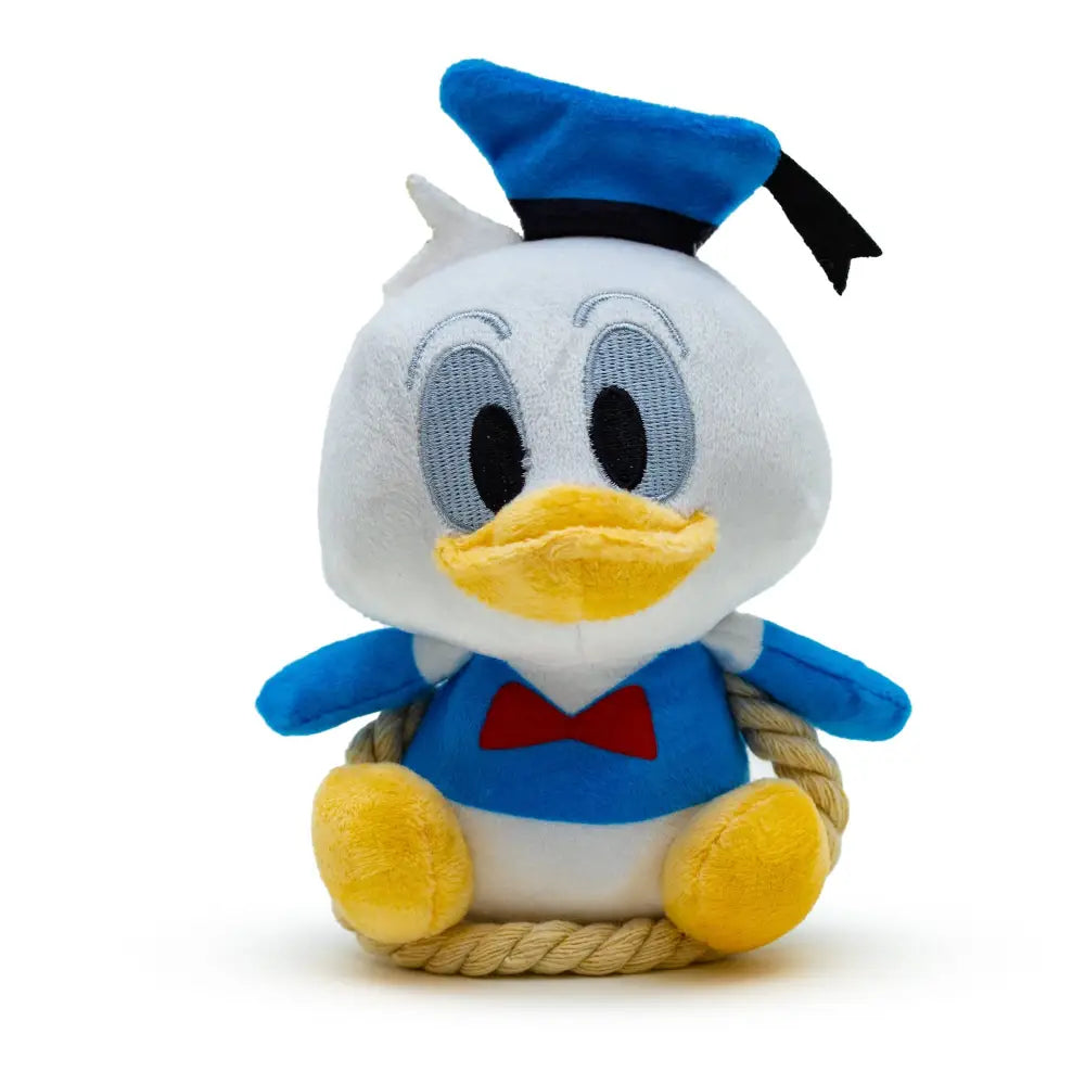 Dog Toy Squeaker Plush with Rope - Disney Donald Duck Chibi Sitting Pose Dog Toy Squeaky Plush