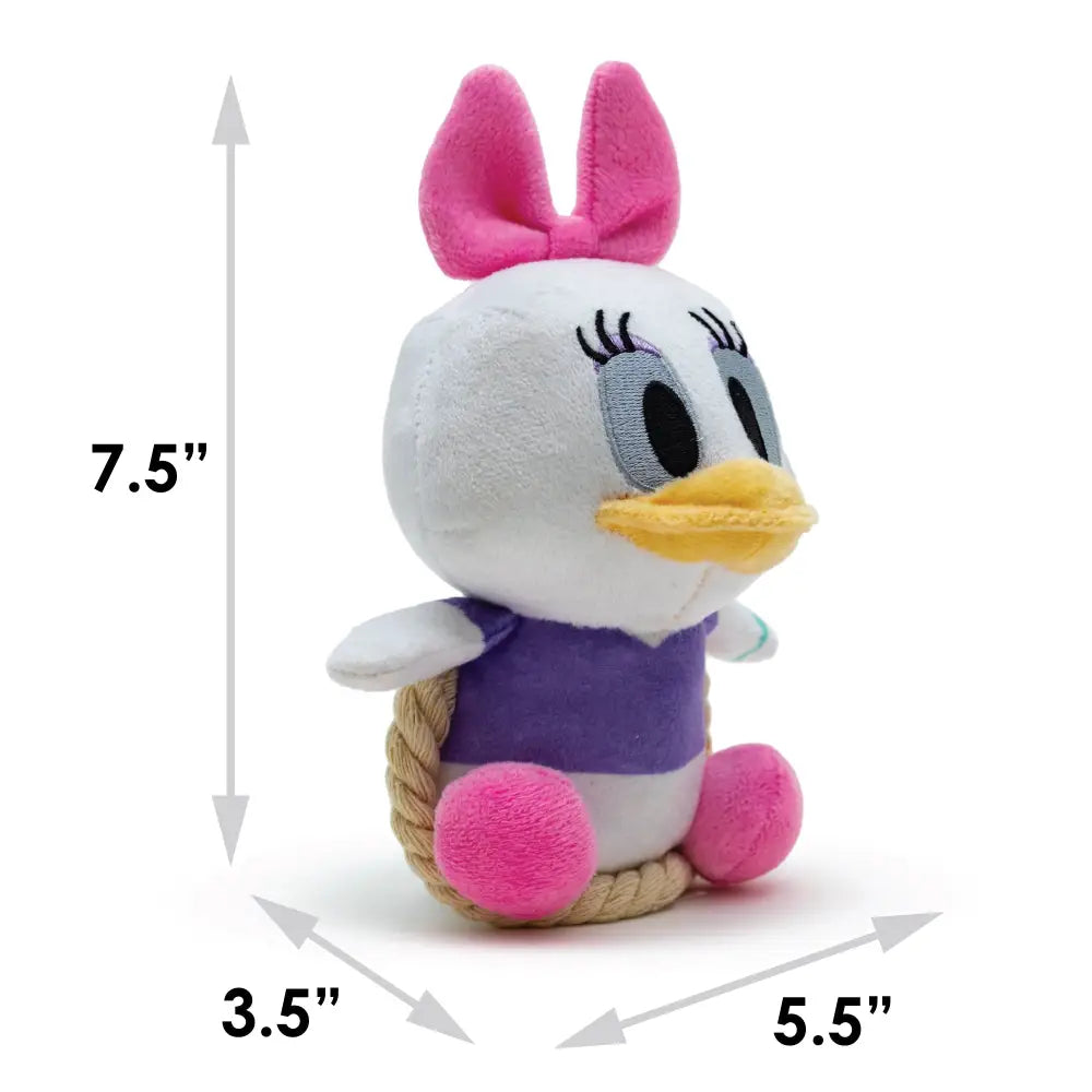 Dog Toy Squeaker Plush with Rope - Disney Daisy Duck Chibi Sitting Pose Dog Toy Squeaky Plush