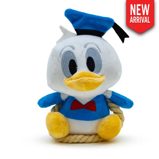 Dog Toy Squeaker Plush with Rope - Disney Donald Duck Chibi Sitting Pose Dog Toy Squeaky Plush
