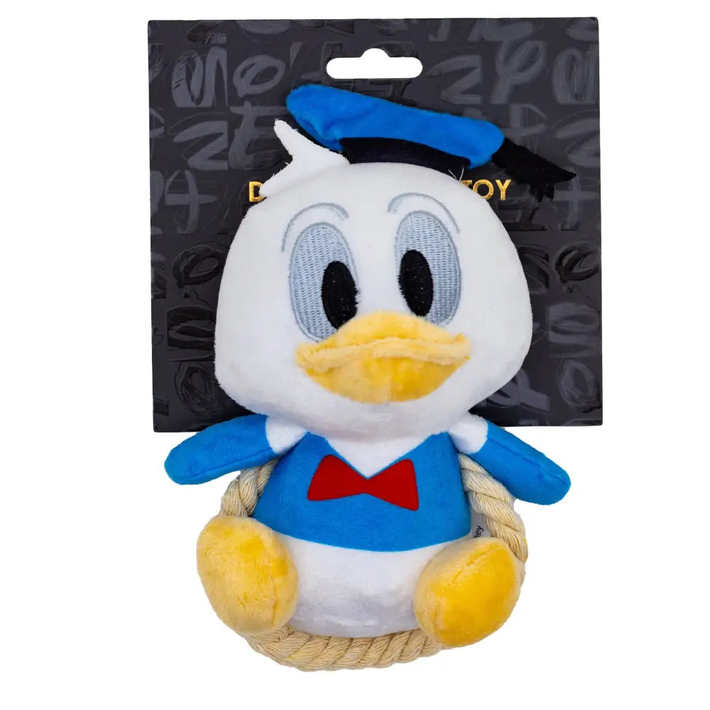 Dog Toy Squeaker Plush with Rope - Disney Donald Duck Chibi Sitting Pose Dog Toy Squeaky Plush