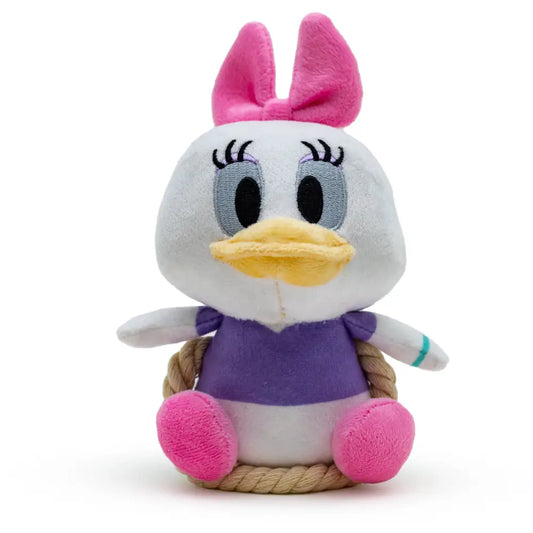 Dog Toy Squeaker Plush with Rope - Disney Daisy Duck Chibi Sitting Pose Dog Toy Squeaky Plush