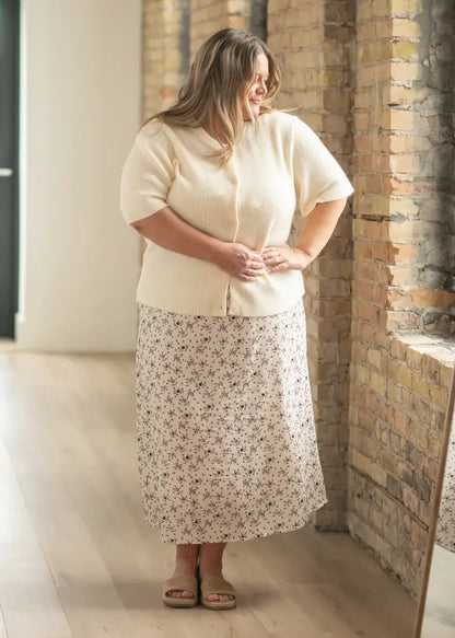 Zadie Ivory Short Sleeve Button Cardigan - IC Layering Essentials