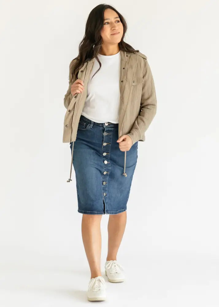 Zana Front Button Denim Midi Skirt - FINAL SALE - IC Skirts