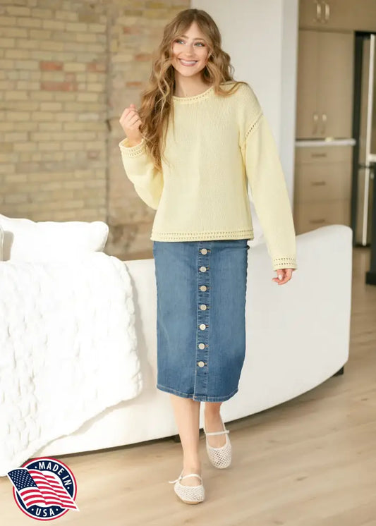 Zana Front Button Denim Midi Skirt - FINAL SALE - IC Skirts