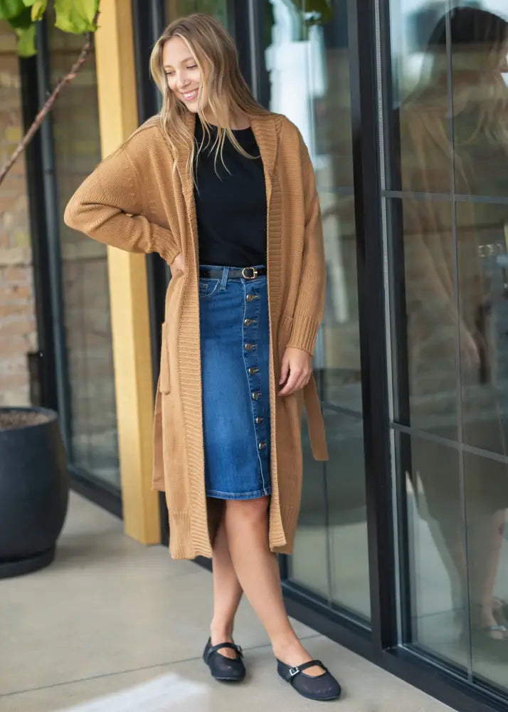 Zana Front Button Denim Midi Skirt - FINAL SALE - IC Skirts