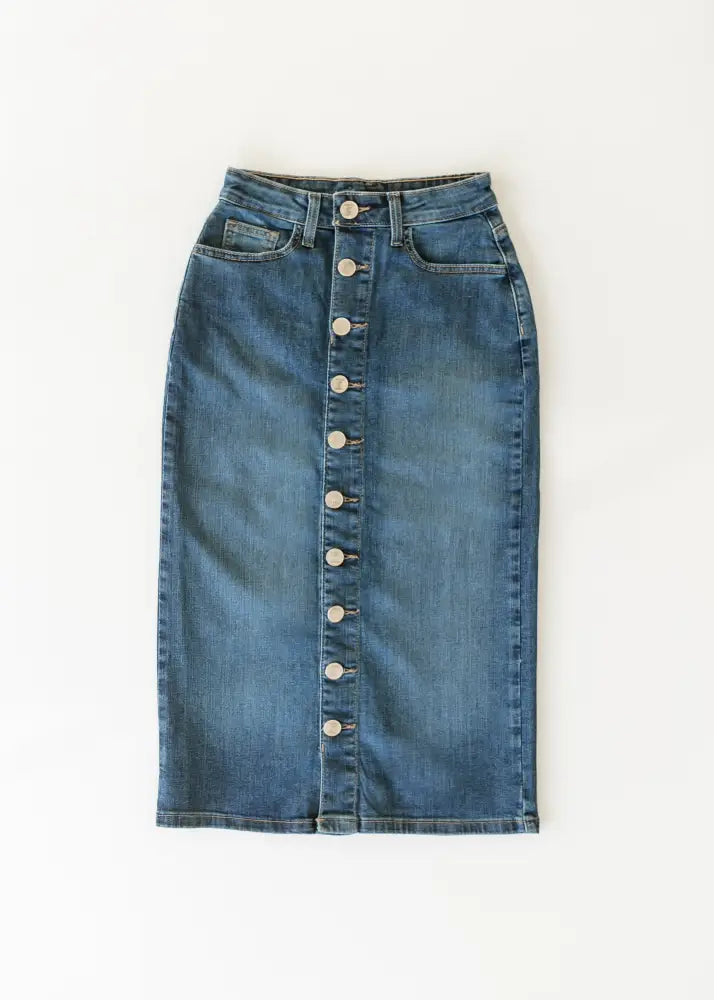 Zana Front Button Denim Midi Skirt - FINAL SALE - IC Skirts
