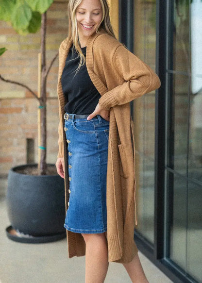 Zana Front Button Denim Midi Skirt - FINAL SALE - IC Skirts