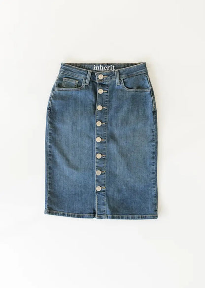 Zana Front Button Denim Midi Skirt - FINAL SALE - IC Skirts