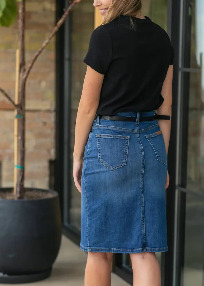 Zana Front Button Denim Midi Skirt - FINAL SALE - IC Skirts