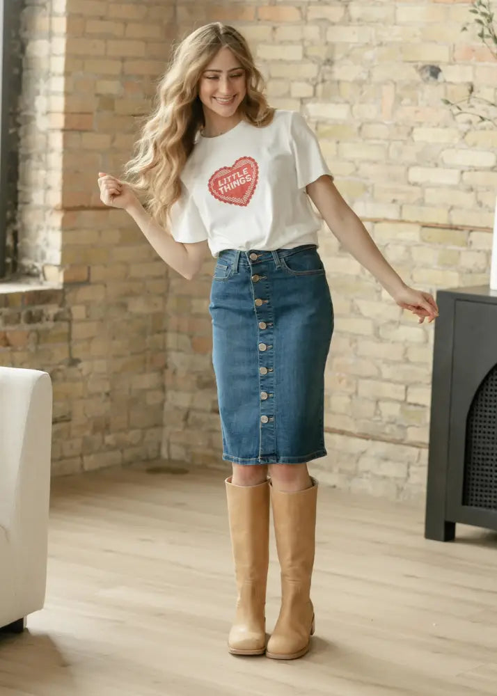 Zana Front Button Denim Midi Skirt - FINAL SALE - IC Skirts