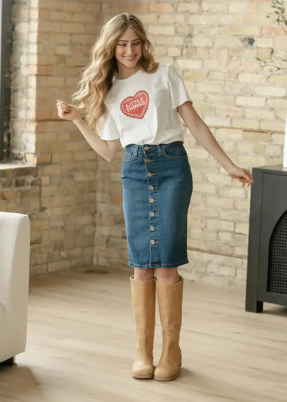 Zana Front Button Denim Midi Skirt - FINAL SALE - IC Skirts